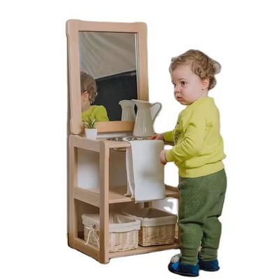 Niños aprendiendo juguete niño Montessori ecológico lavabo con espejo y tabla adicional