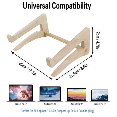 Soporte de computadora portátil de madera para escritorio 11-14 pulgadas compatible montaje portacuaderno desmontable