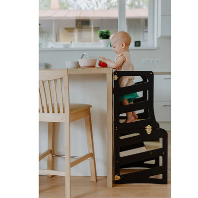 Torre de cocina plegable para niños de todas las temporadas Diseño moderno con torre de ayuda 3 en 1 y tobogán