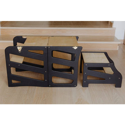 Torre de cocina plegable para niños de todas las temporadas Diseño moderno con torre de ayuda 3 en 1 y tobogán