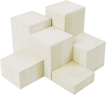 Estand de exhibición de madera para joyería y accesorios 6 piezas Riser cuadrado en impresión quemada