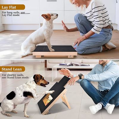 Pad de rascar para perros de madera con tapa extraíble y caja de golosinas para recortar uñas