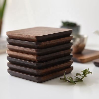 10x10x1.2cm estilo japonés de madera de nuez negra para tetera y taza hecha a medida