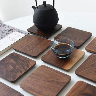 10x10x1.2cm estilo japonés de madera de nuez negra para tetera y taza hecha a medida