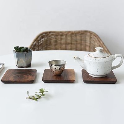 10x10x1.2cm estilo japonés de madera de nuez negra para tetera y taza hecha a medida