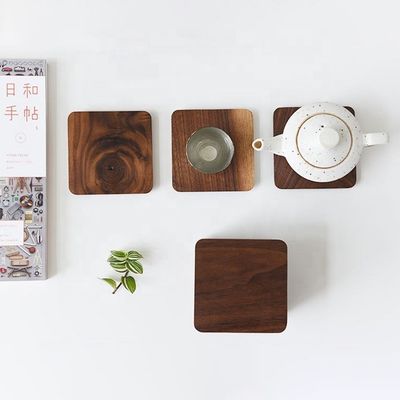 10x10x1.2cm estilo japonés de madera de nuez negra para tetera y taza hecha a medida