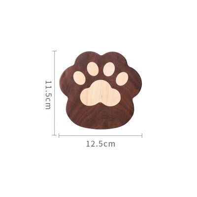 Fashion Cat Claw Shape Walnut Cup Mat Coasters 11.5x12.5x1.2cm para el logotipo personalizado