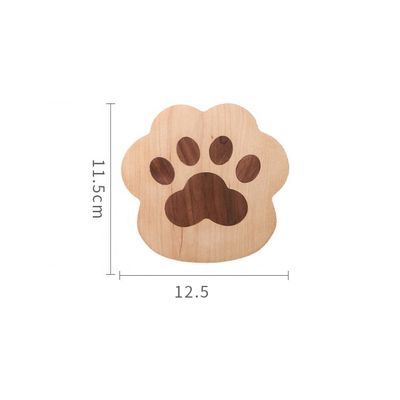 Fashion Cat Claw Shape Walnut Cup Mat Coasters 11.5x12.5x1.2cm para el logotipo personalizado