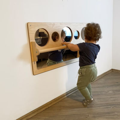 Pavimento de bebé espejo acrílico inquebrantable con barra de madera para levantar regalo de Navidad sensorial