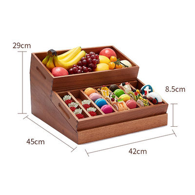 Pan de madera multifuncional Frutas Plantas Caja de almacenamiento Pan de comida Caja de exhibición 20x20x30cm