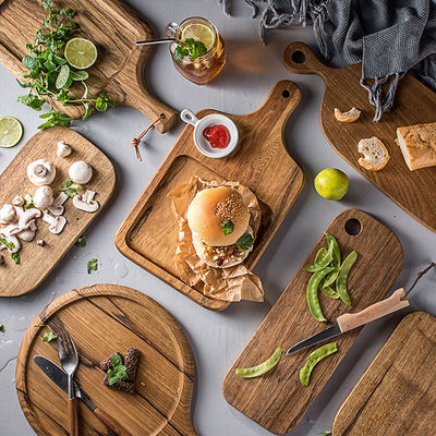 Acceptado tamaño personalizado Black Walnut Pan de madera para frutas y servir 40x23cm