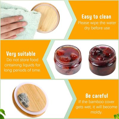 Capa de latas de bambú reutilizables para frascos Mason a prueba de niños y logotipo personalizado
