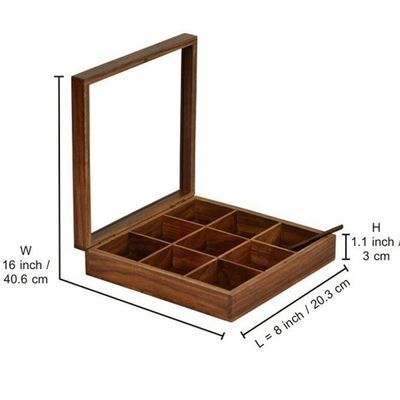 Caja de especias de madera rectangular con acabado antiguo y tamaño personalizado