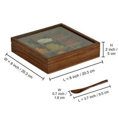Caja de especias de madera rectangular con acabado antiguo y tamaño personalizado