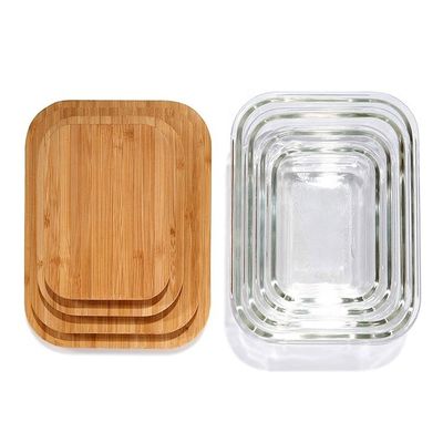 Certificado FSC Contenedores de vidrio ecológicos para almacenamiento de alimentos con tapas de bambú sostenibles