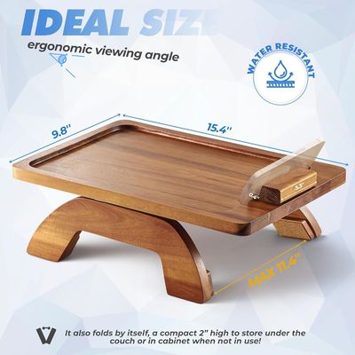 Sofá de bambú de gran cantidad bandeja de mesa brazo plegable clip para el tipo de sofá de pie personalizado