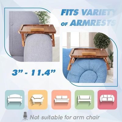 Sofá de bambú de gran cantidad bandeja de mesa brazo plegable clip para el tipo de sofá de pie personalizado