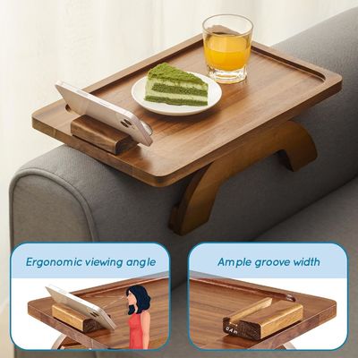 Sofá de bambú de gran cantidad bandeja de mesa brazo plegable clip para el tipo de sofá de pie personalizado