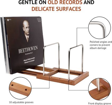 Organizador de discos de vinilo extensible de madera, soporte para soportes para almacenamiento de tipo de pie