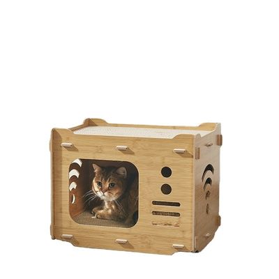 Casa de cartón para gatos de doble capa personalizada con 2 PCS Pads de rascado para gatos Casa de rascado para gatos ahorra espacio