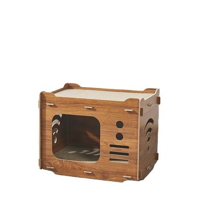 Casa de cartón para gatos de doble capa personalizada con 2 PCS Pads de rascado para gatos Casa de rascado para gatos ahorra espacio