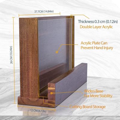 Cuchillo de madera magnético de doble cara con escudo de protección acrílica y logotipo personalizado