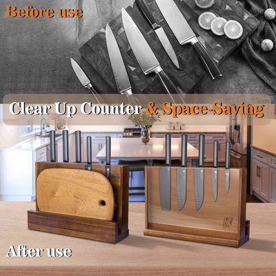 Cuchillo de madera magnético de doble cara con escudo de protección acrílica y logotipo personalizado