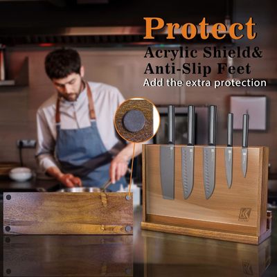 Cuchillo de madera magnético de doble cara con escudo de protección acrílica y logotipo personalizado