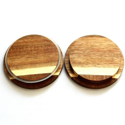 Envases de velas de vidrio con tapa de madera de acacia certificada FSC para su fácil apertura y certificado FSC