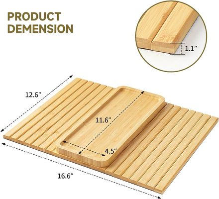 Compuesto de bambú sofá bandeja de brazo Mesa gran sofá soporte de taza bandeja para tazas de teléfono remoto