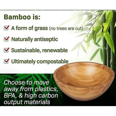 Logotipo personalizado Eco-amigable natural redondo de bambú ensalada tazón para estilo moderno Amazon Design