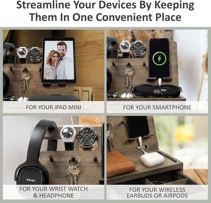 Organizador de mesas de cama de doble nivel para almacenamiento de grandes cantidades de accesorios para teléfonos celulares