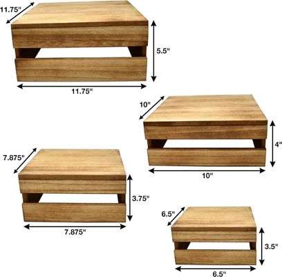 Estand de pasteles de madera de estilo rústico conjunto de 4 logotipos personalizados aceptados para mostrar pasteles