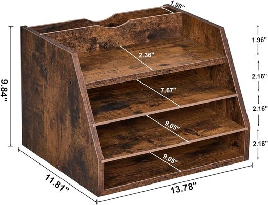 Estantes ajustables Estante organizador de archivos de madera para ahorrar espacio y organización