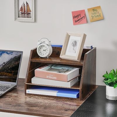 Estantes ajustables Estante organizador de archivos de madera para ahorrar espacio y organización