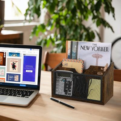Organizador de correo MDF de doble nivel para escritorio personalizado de escritorio y solución de montaje en pared