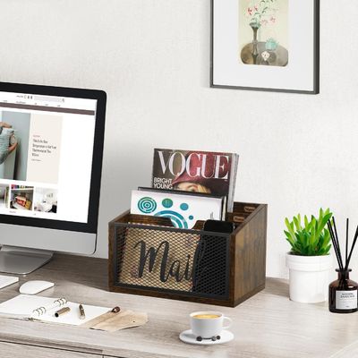 Organizador de correo MDF de doble nivel para escritorio personalizado de escritorio y solución de montaje en pared