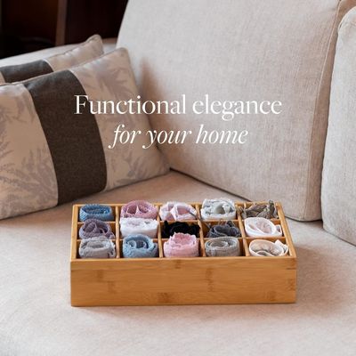 15 Compartimiento Organizador de almacenamiento de bambú para cinturones corbatas sostenes calcetines joyas