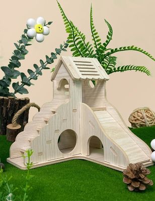 Escalera de escalada y tobogán Casita de madera para otros animales pequeños