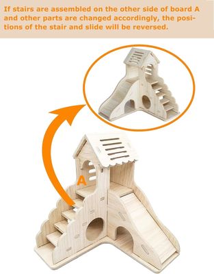 Escalera de escalada y tobogán Casita de madera para otros animales pequeños