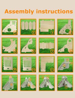 Escalera de escalada y tobogán Casita de madera para otros animales pequeños