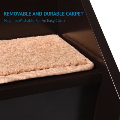 Escaleras de madera para mascotas con 3 escalones antideslizantes y casa incorporada perfecta para perros gatos mascotas cortas
