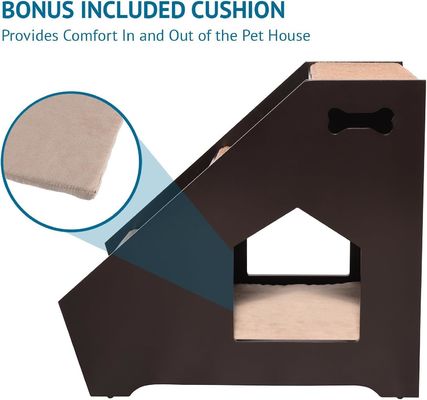 Escaleras de madera para mascotas con 3 escalones antideslizantes y casa incorporada perfecta para perros gatos mascotas cortas