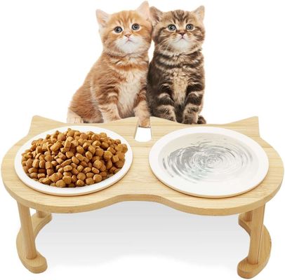 Estante de cuenco de alimentación para mascotas de madera ajustable para fuente de alimentación no aplicable y alimentadores para mascotas