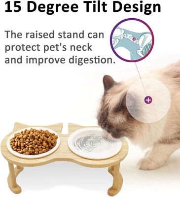 Estante de cuenco de alimentación para mascotas de madera ajustable para fuente de alimentación no aplicable y alimentadores para mascotas