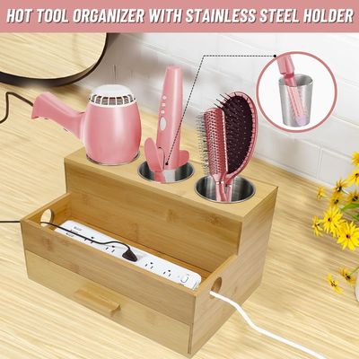 Maximice el espacio de su mostrador con este organizador de productos de peinado acrílico para el baño