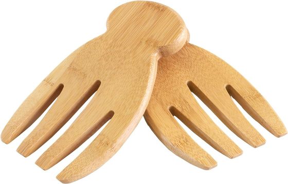 Conjunto de 2 manos de ensalada de madera de bambú perfectas para lanzar y servir pasta de ensalada y más