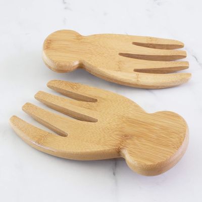 Conjunto de 2 manos de ensalada de madera de bambú perfectas para lanzar y servir pasta de ensalada y más