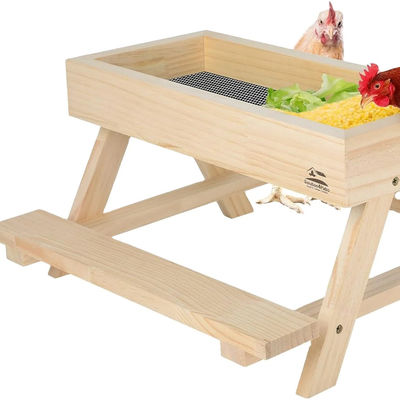 Mesa de pollo hecha a mano Mesa de picnic de madera para comedores de animales domésticos y animales pequeños