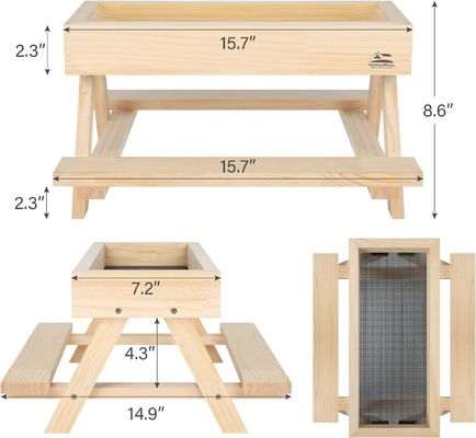 Mesa de pollo hecha a mano Mesa de picnic de madera para comedores de animales domésticos y animales pequeños